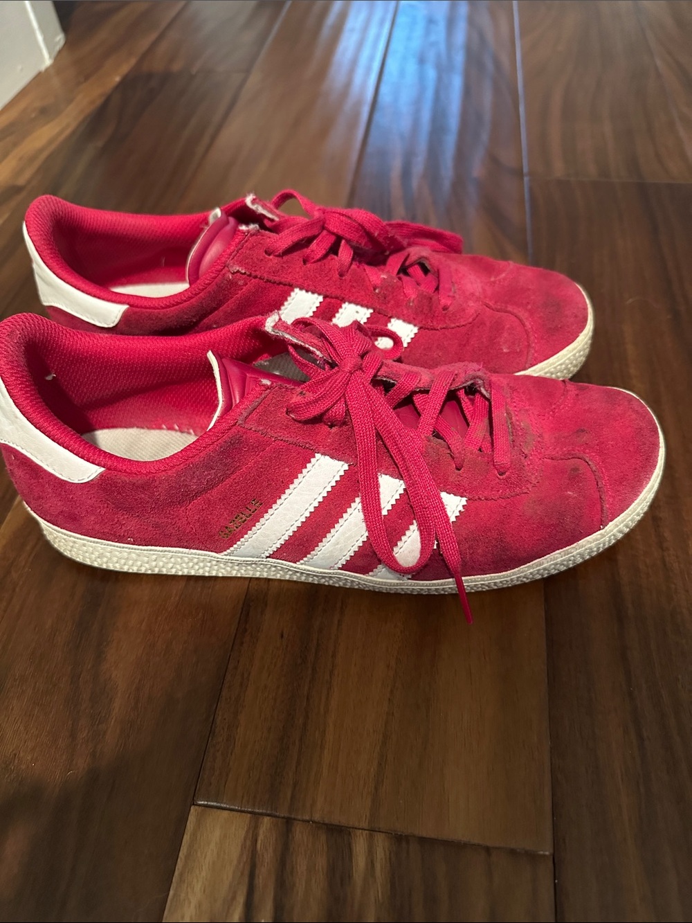 Adidas Gazelle Pink Suede Sneakers with White Stripes